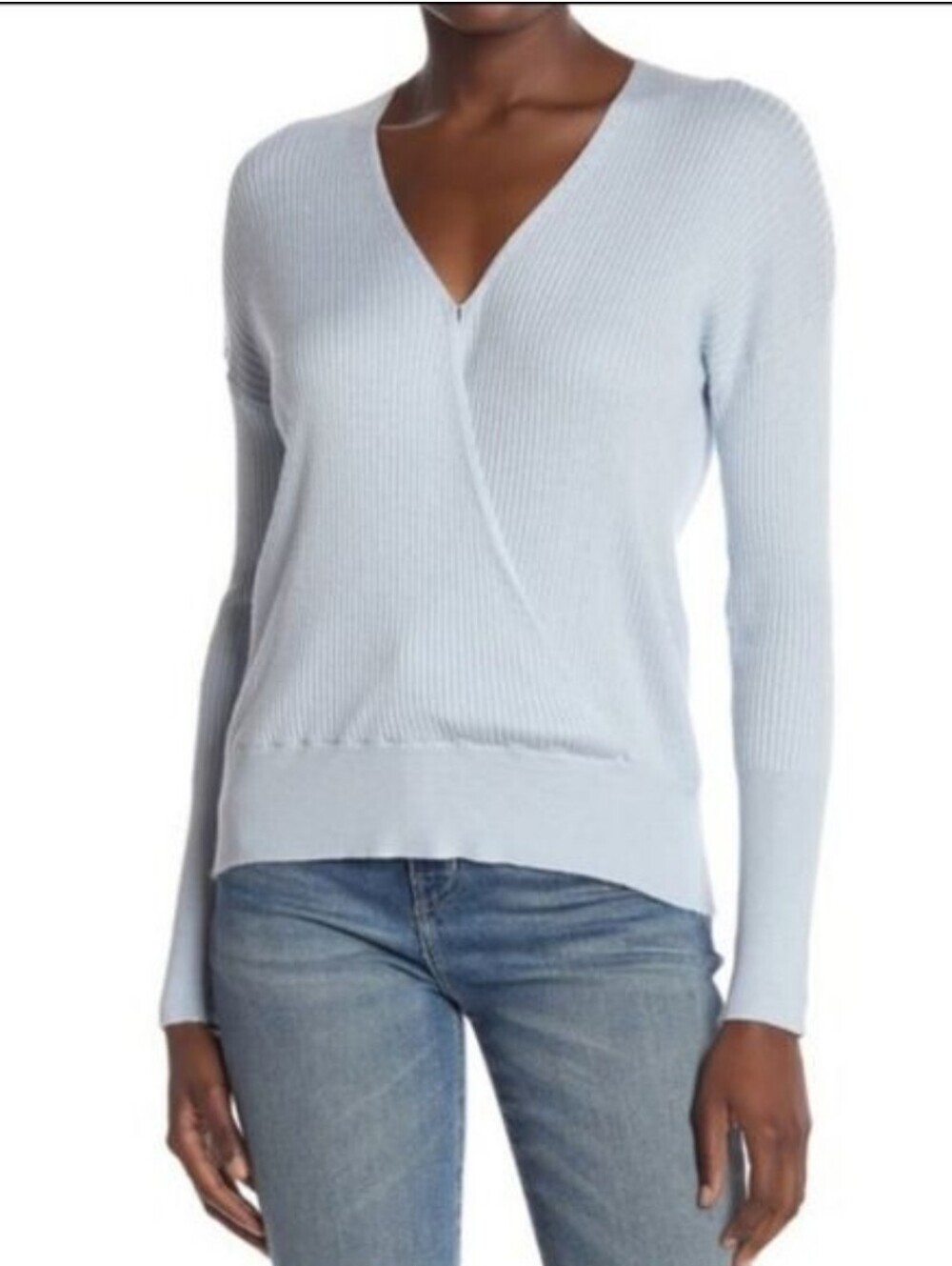 Elodie Ribbed Faux Wrap Sweater